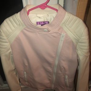 Aqua Girl’s pink/white faux jacket